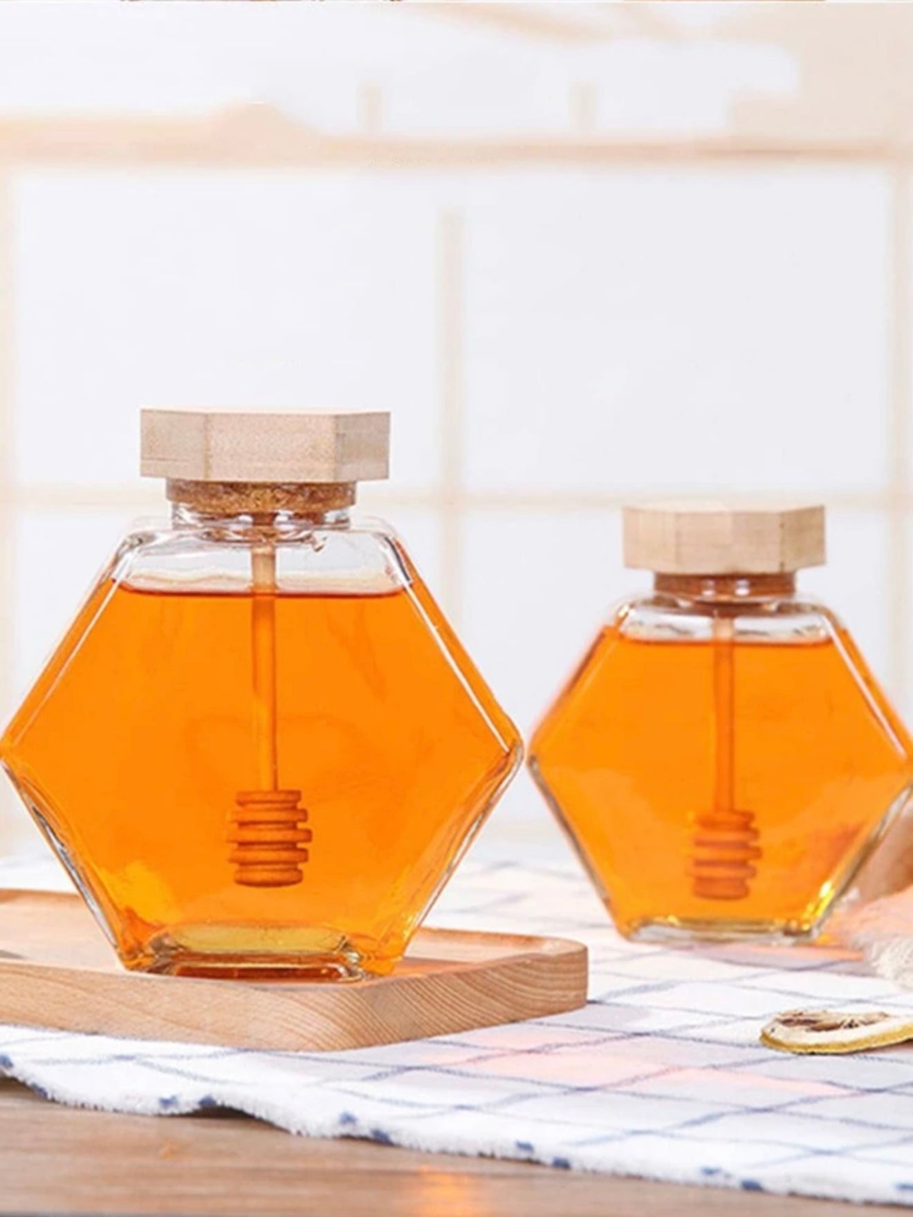 Récipient de miel en verre avec couvercle