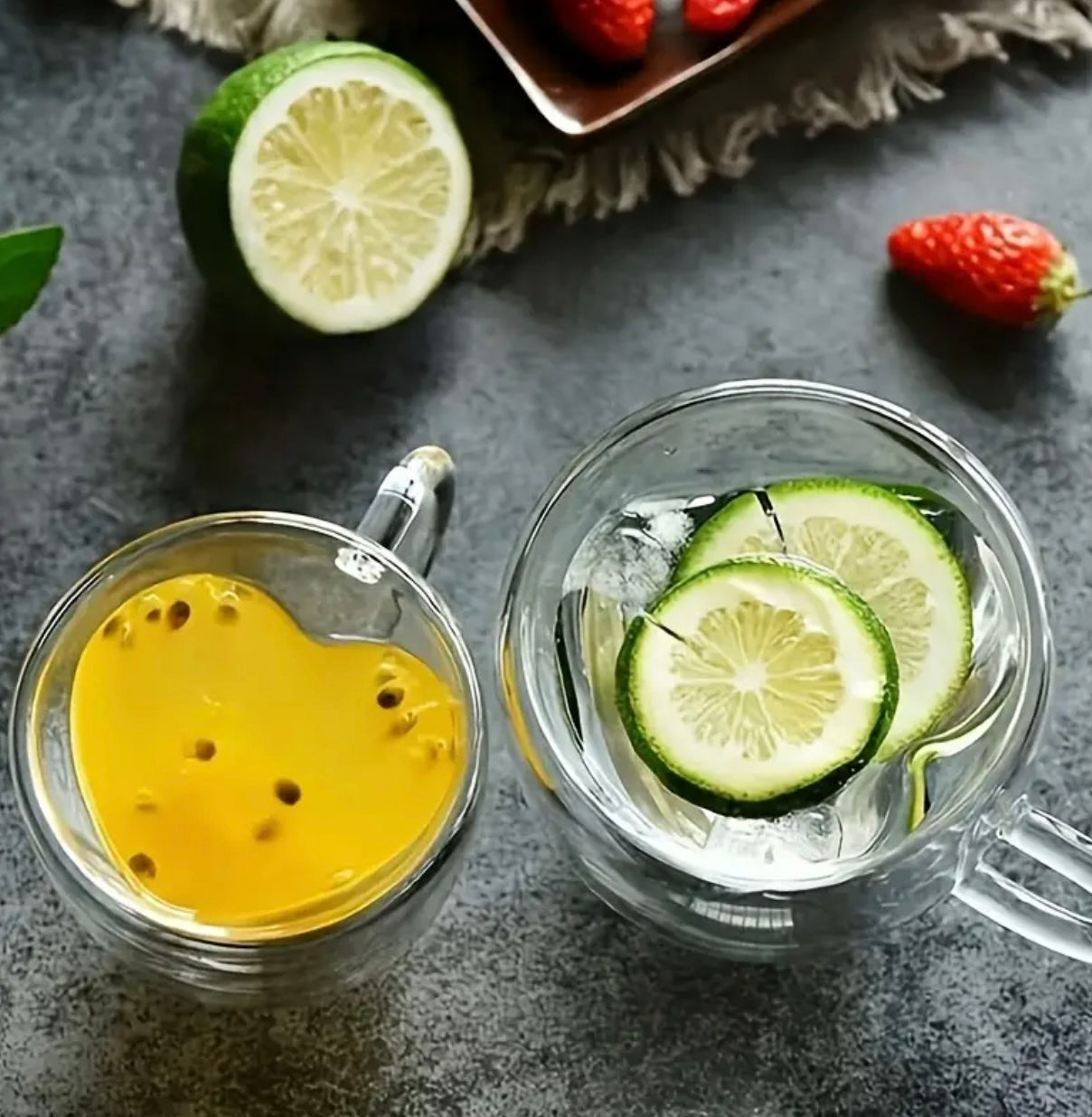 Mug en verre en forme de Coeur